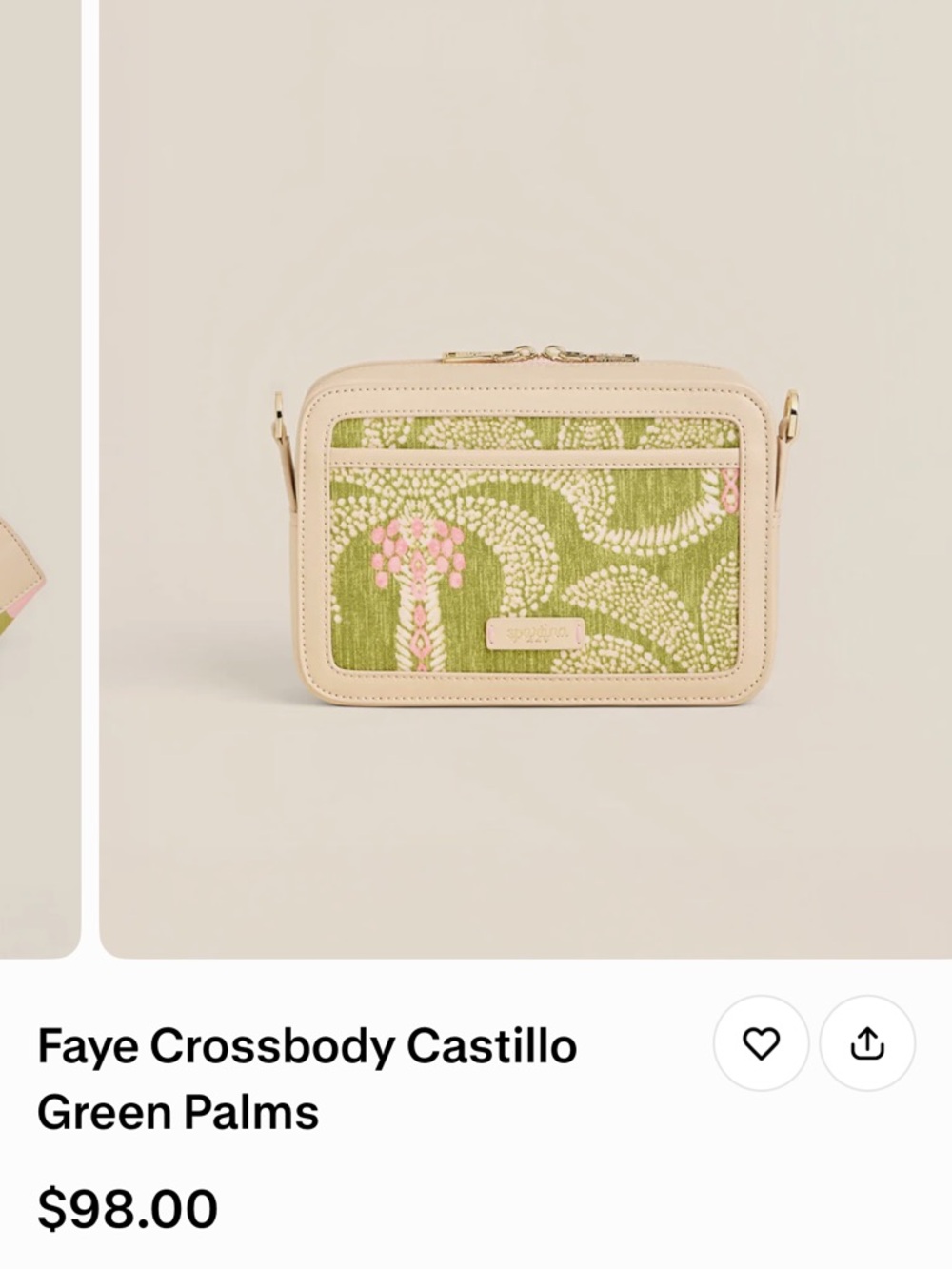 Spartina 449 Faye Crossbody - Green Palm Print with Cream Trim I used this 1 - Picture 3 of 4